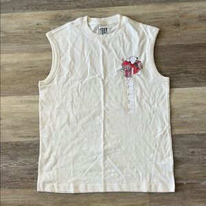 NWOT Original Use Men's ICEE Bear Graphic Muscle Tank Top Ivory Size S